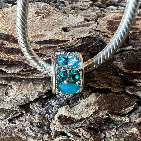 New Chamilia Swarovski Crystals Charm Mosaic Blue Multi Silver Bead Murano - Picture 8 of 13
